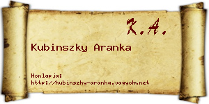 Kubinszky Aranka névjegykártya