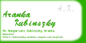 aranka kubinszky business card